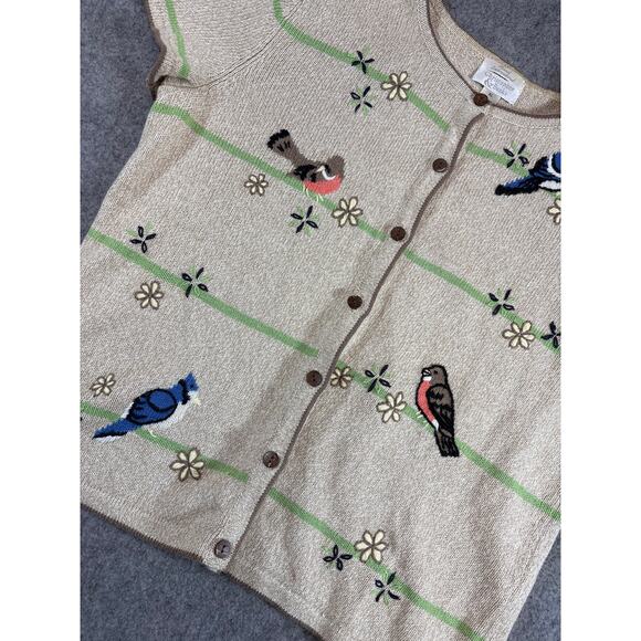 Christopher & Banks Cardigan Womens Hand Embroidered Bird Floral Grandmacore XL - Picture 5 of 8